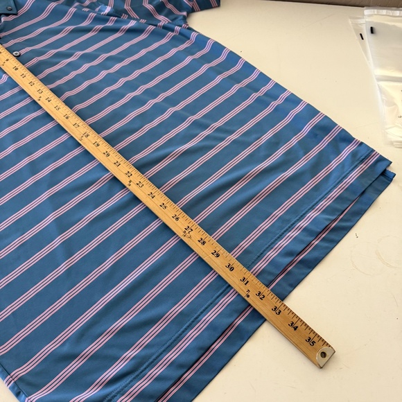 FootJoy Light Blue Pink Striped Performance Button Down Golf Polo Mens LARGE - Picture 6 of 7